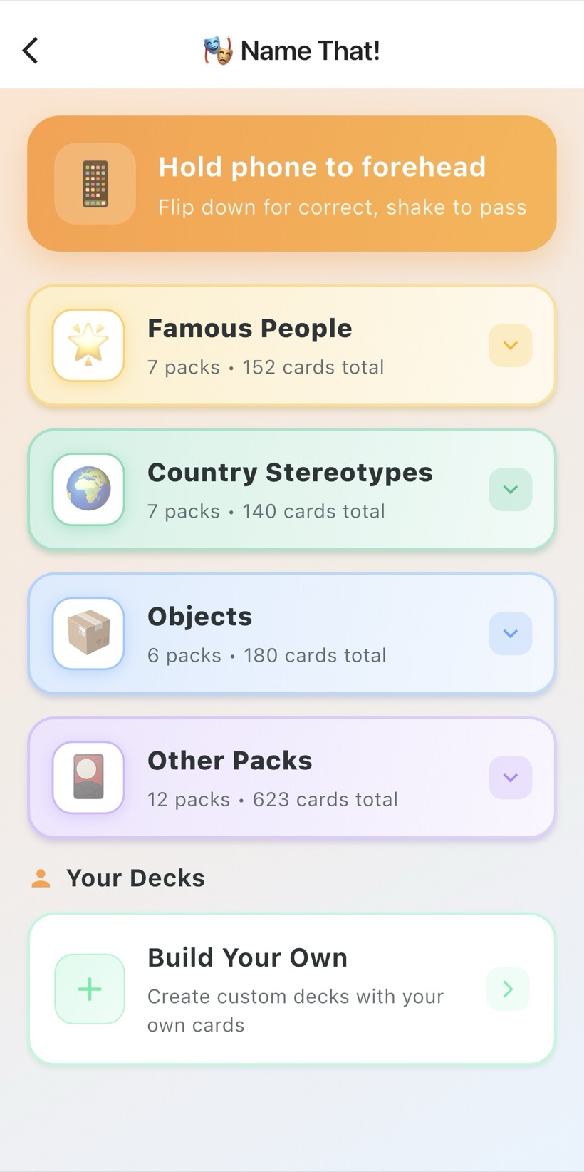 Name That deck packs